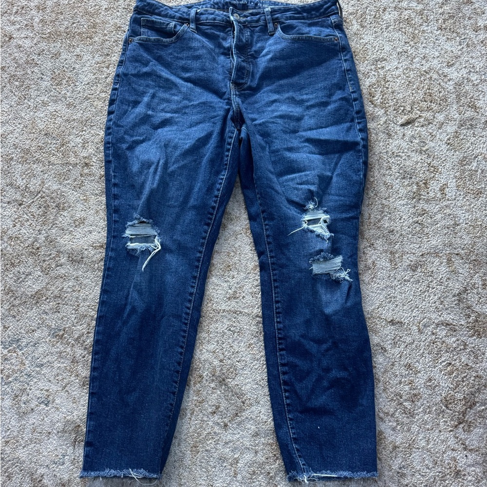 Old Navy Dark Blue Distressed Skinny Jeans